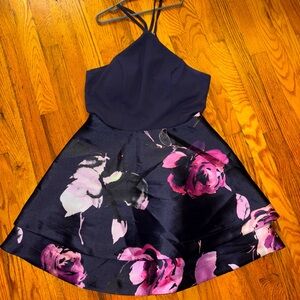 Size 11 Floral & Navy Blue Dress